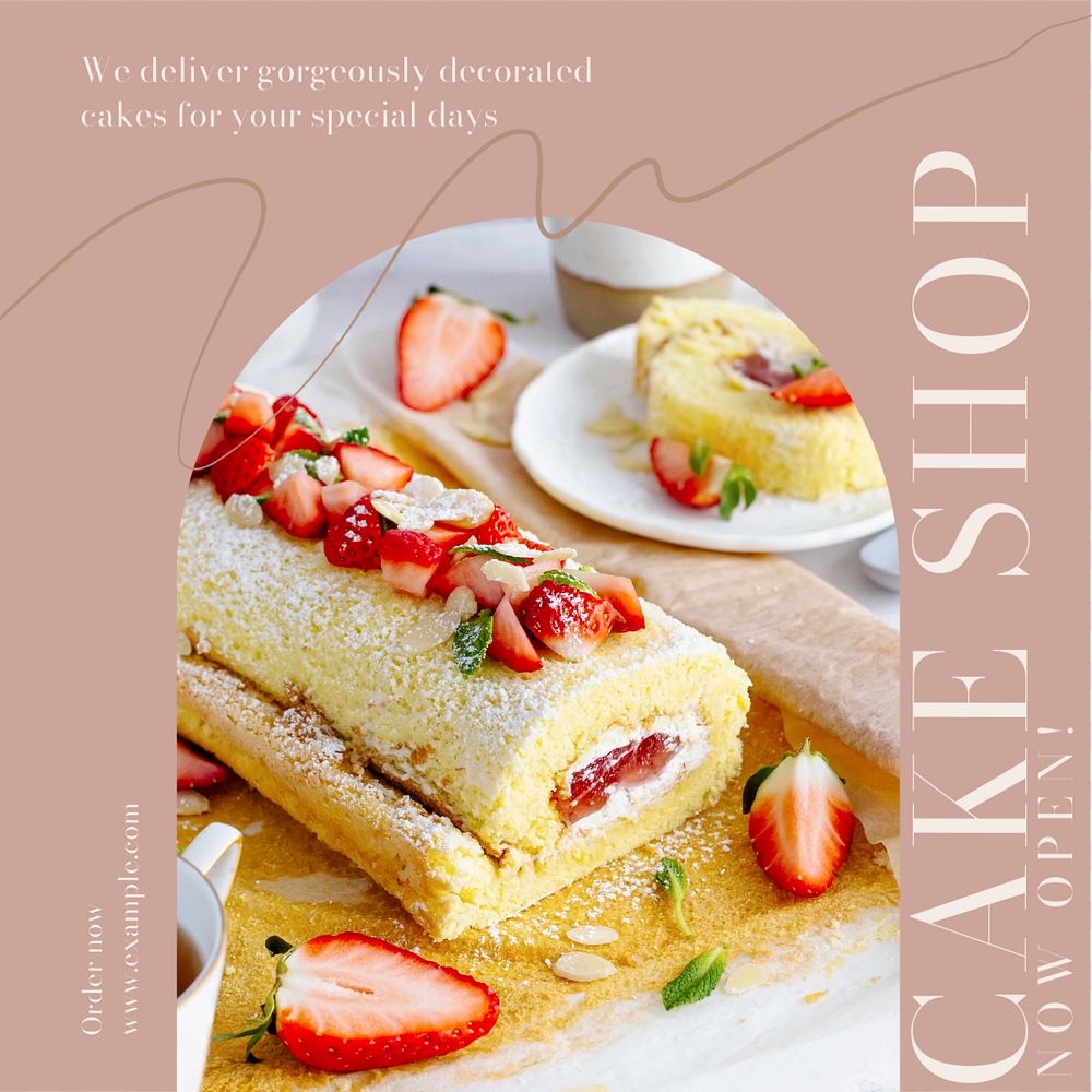 Cake shop Instagram post template, editable text