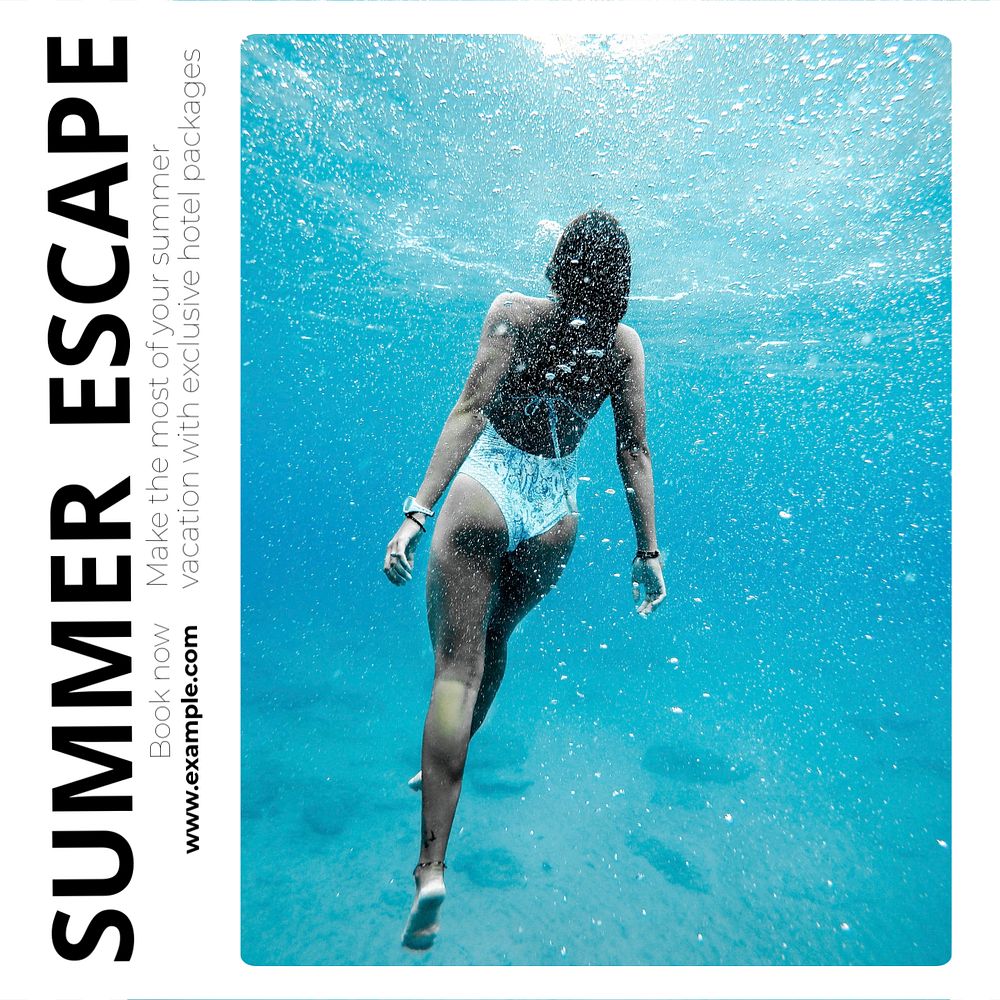 Summer escape Instagram post template, editable text