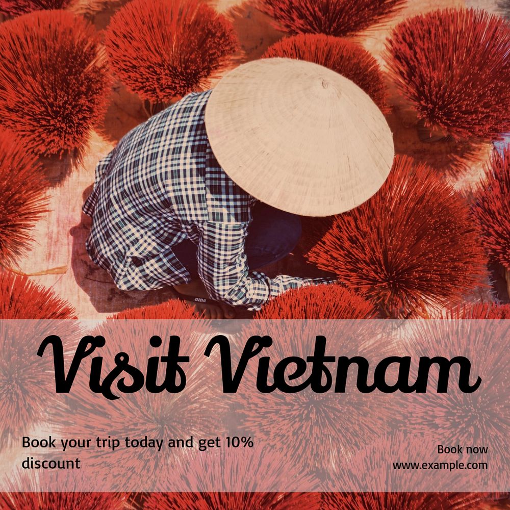 Visit vietnam Instagram post template, editable text