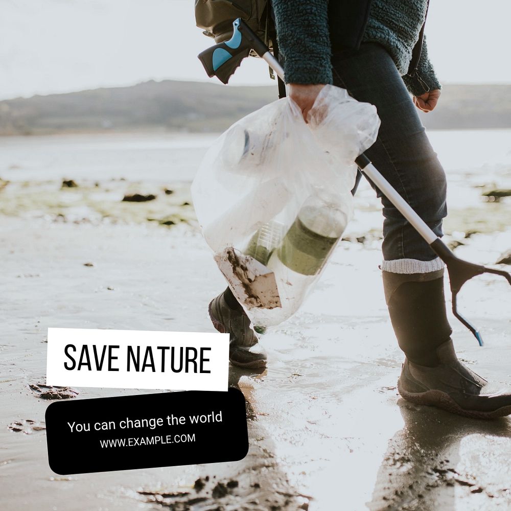 Save nature Instagram post template, editable text