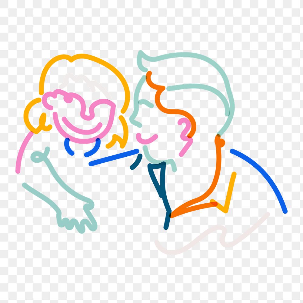 Png father and daughter doodle, transparent background, editable design