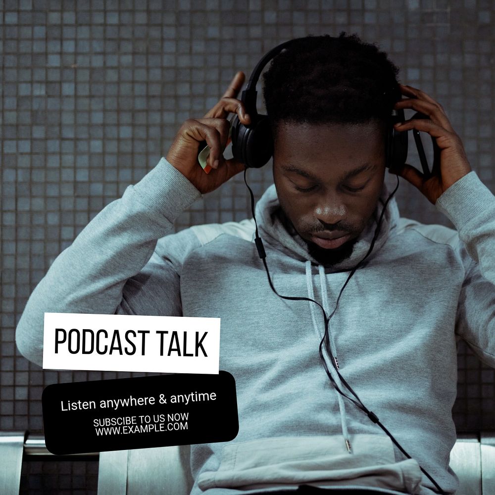 Podcast talk Instagram post template, editable text