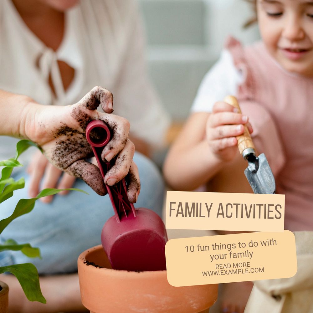 Family activities Instagram post template, editable text