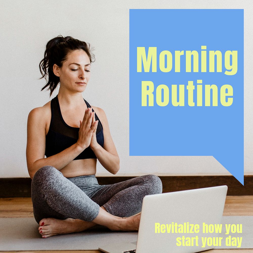 Morning routine Instagram post template, editable text