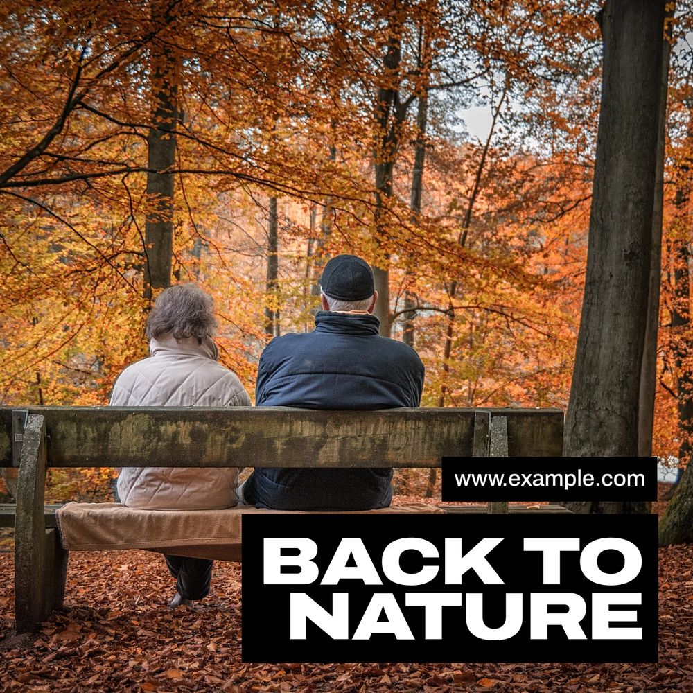 Back to nature Instagram post template, editable text