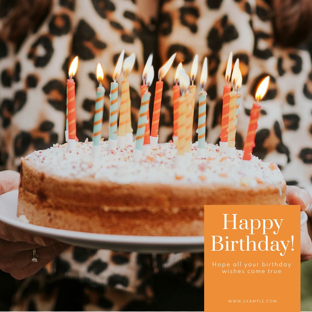 Happy birthday Instagram post template, editable text