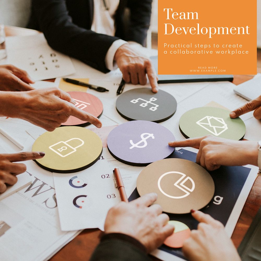 Team development Instagram post template, editable text