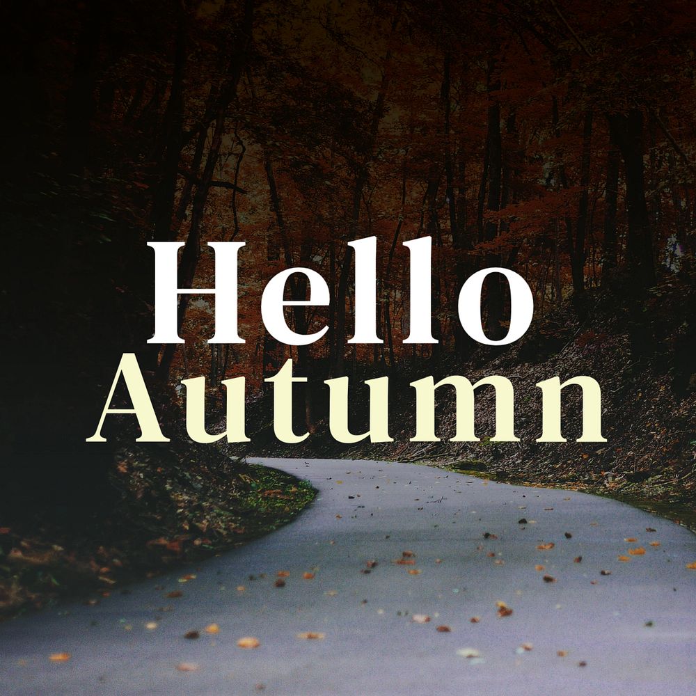 Hello autumn Instagram post template, editable text