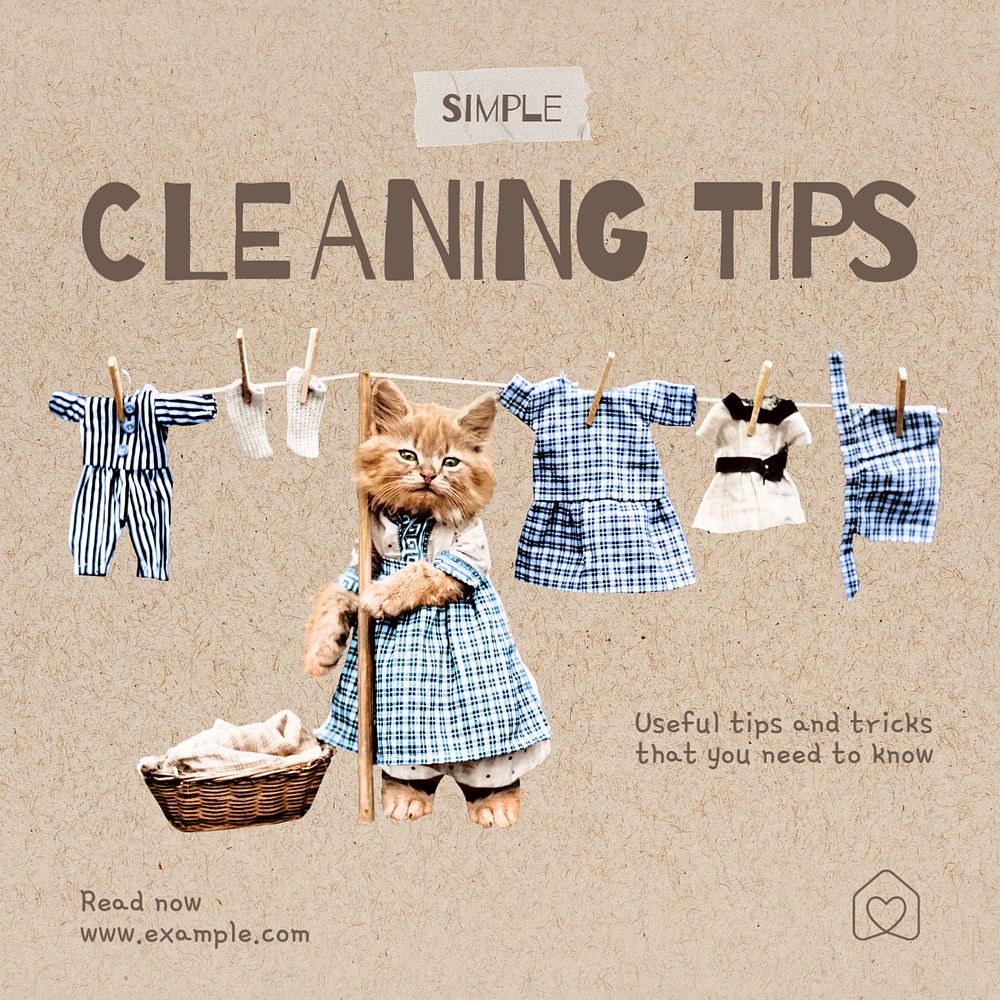 Cleaning tips Instagram post template, editable text