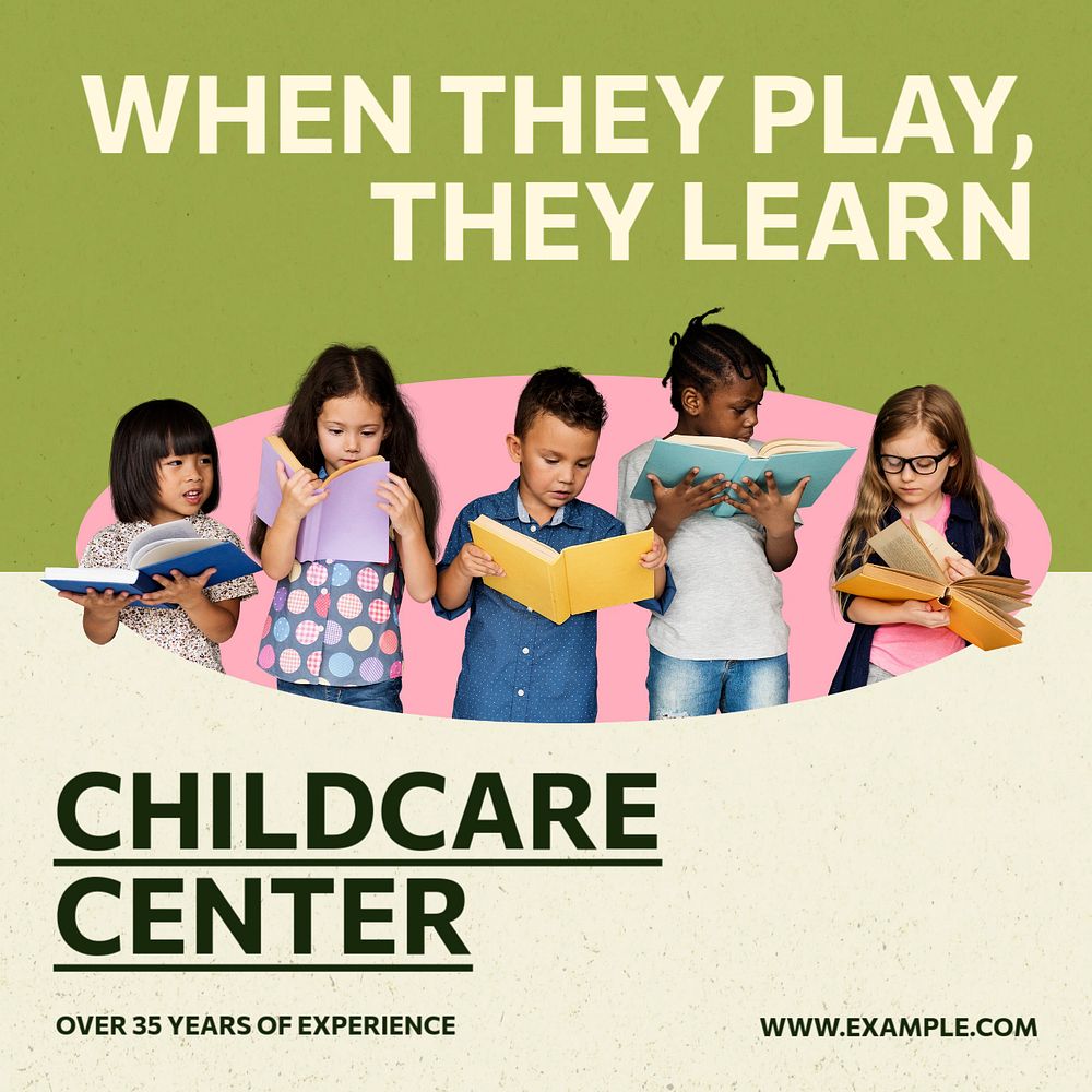 Childcare center Facebook post template, editable design