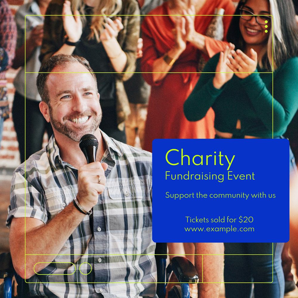 Charity fundraising event Instagram post template, editable text