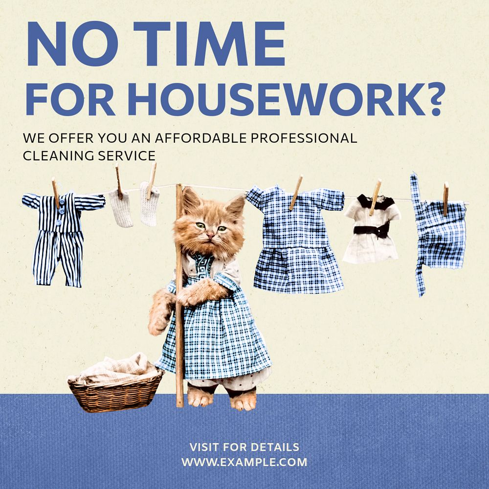 cleaning service Instagram post template, editable text