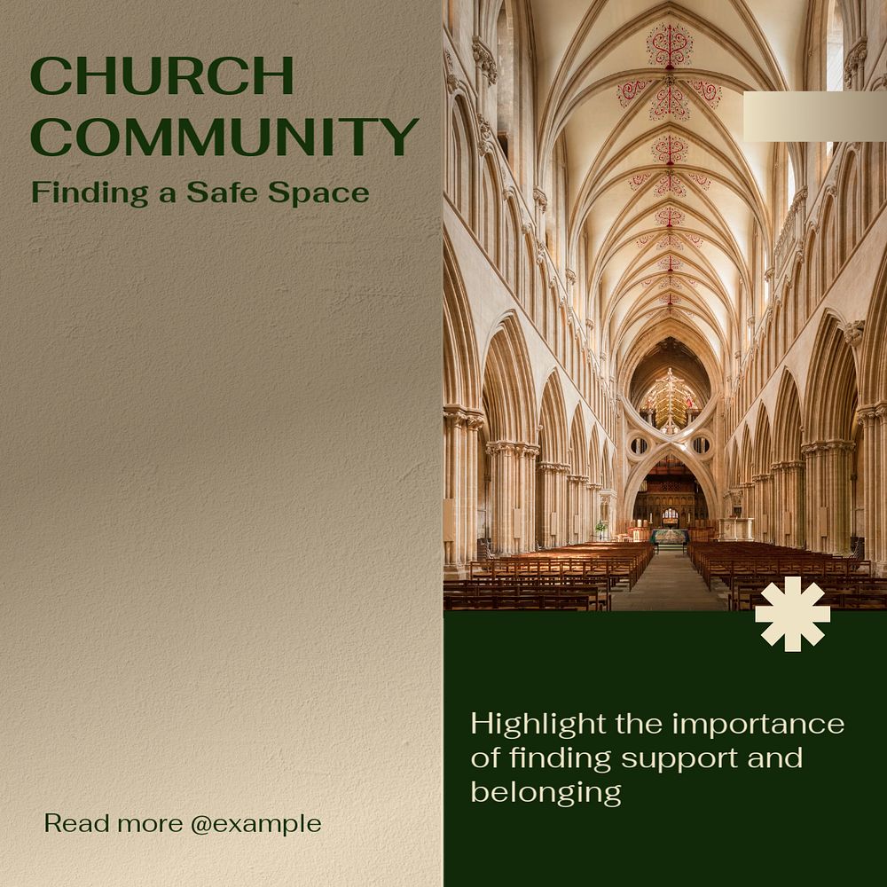 Church community Instagram post template, editable text