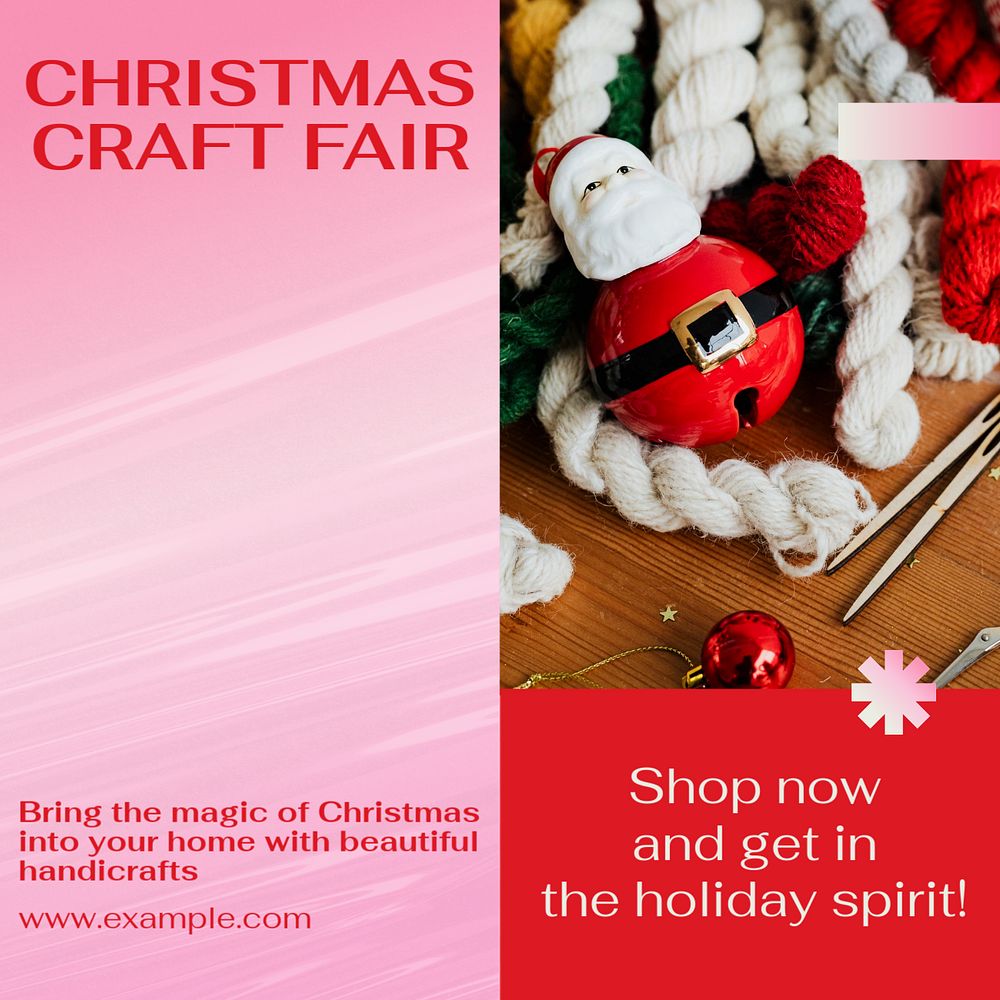 Christmas craft fair post template, editable social media design