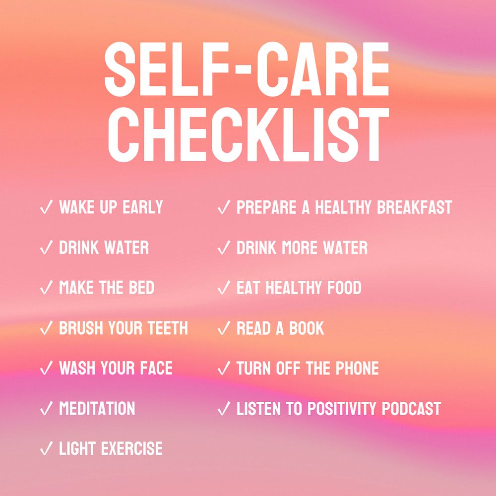 Self-care checklist Instagram post template, editable text