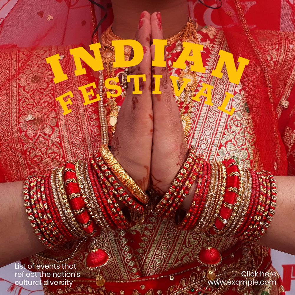 Indian festival Instagram post template, editable text