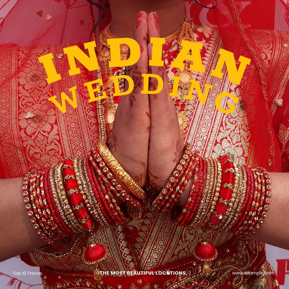 Indian wedding Instagram post template, editable text