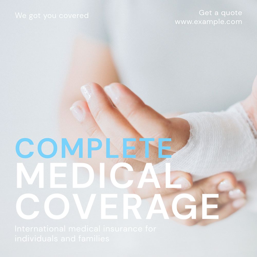 Medical insurance Instagram post template, editable text