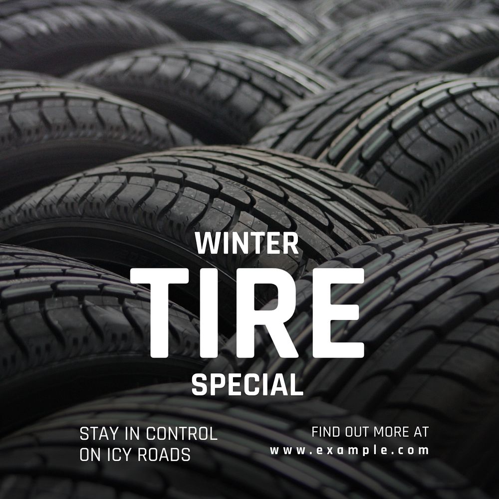 Winter tire driving Instagram post template, editable text