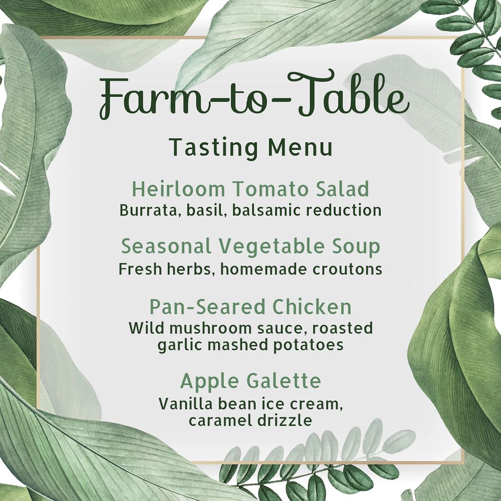 Tasting menu Instagram post template, editable text