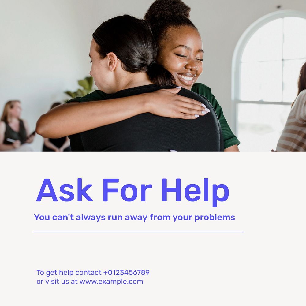 Mental health helpline   Instagram post template, editable text