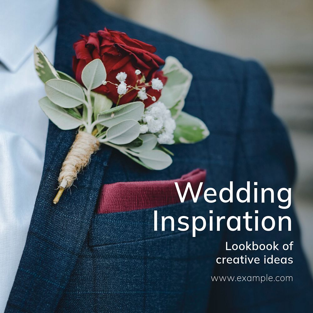 Wedding inspiration Instagram post template, editable text