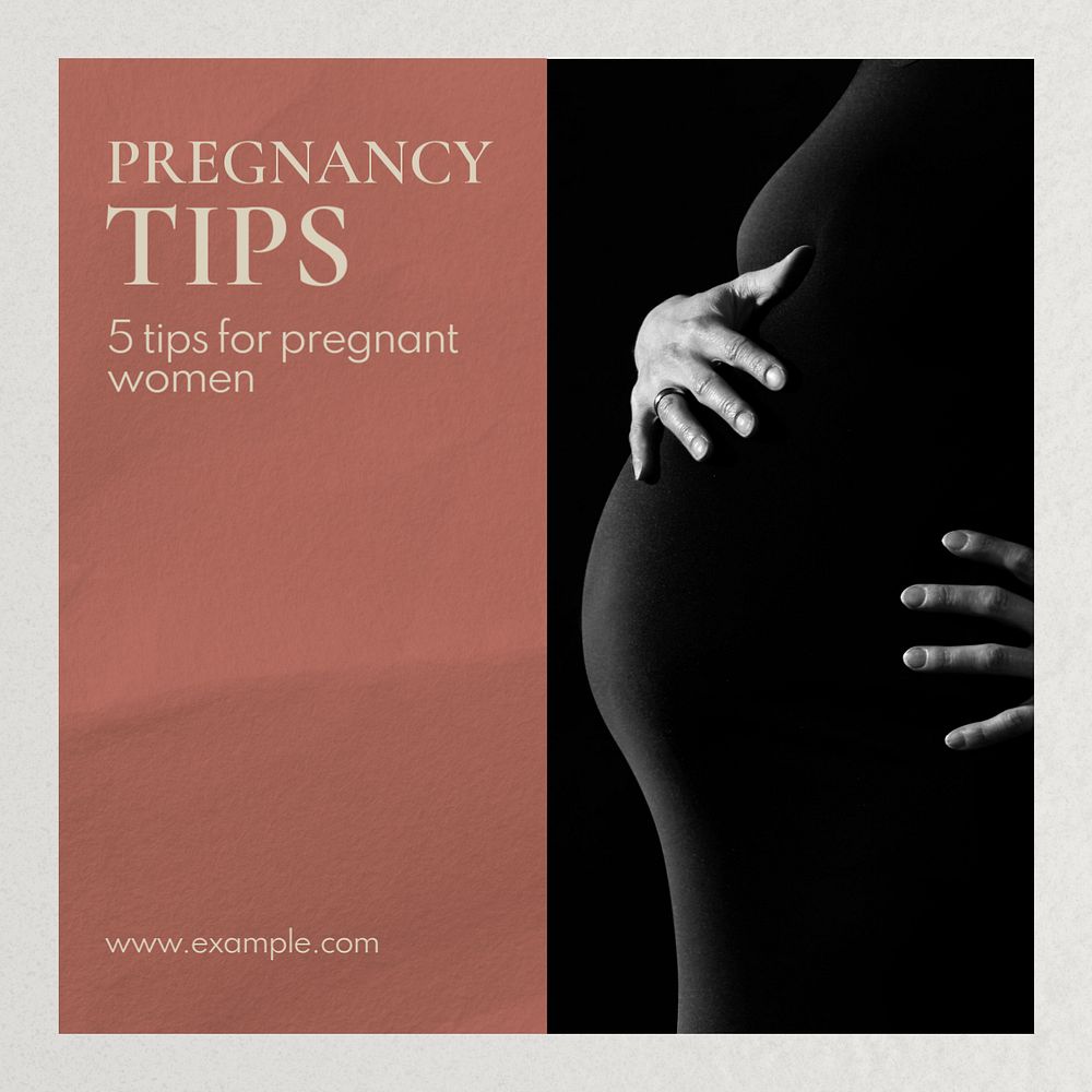 Pregnancy tips Instagram post template, editable text