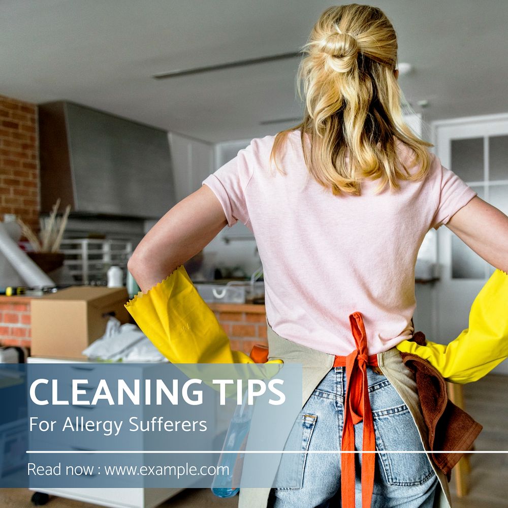 Cleaning tips Instagram post template, editable text