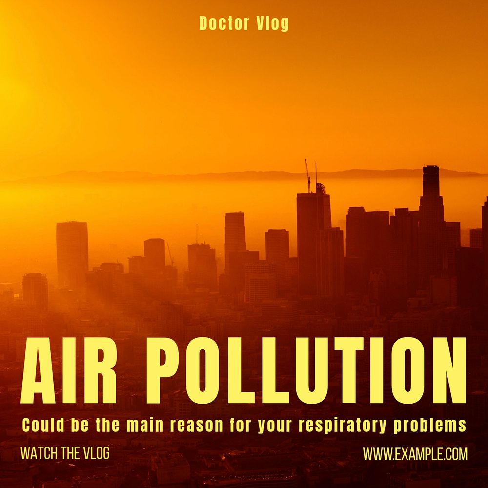 Air pollution Instagram post template, editable text