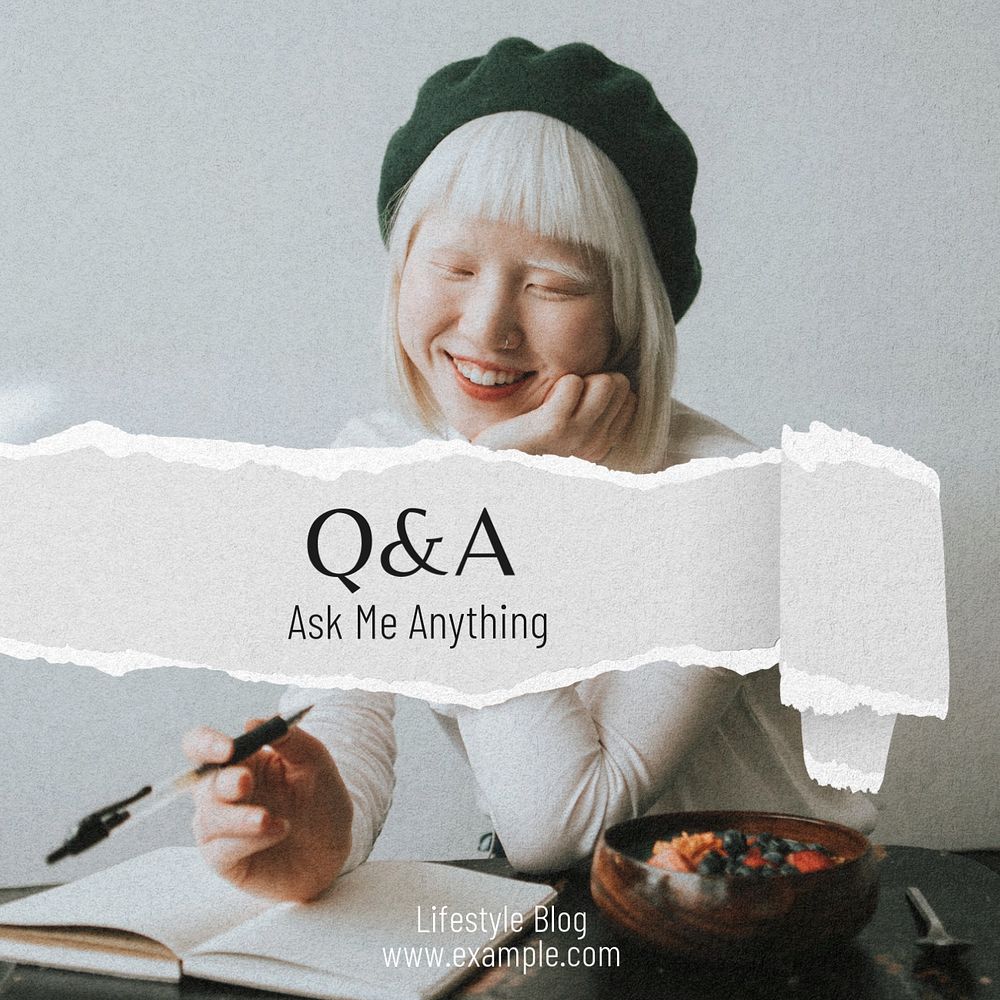 Questions & answers Instagram post template, editable text