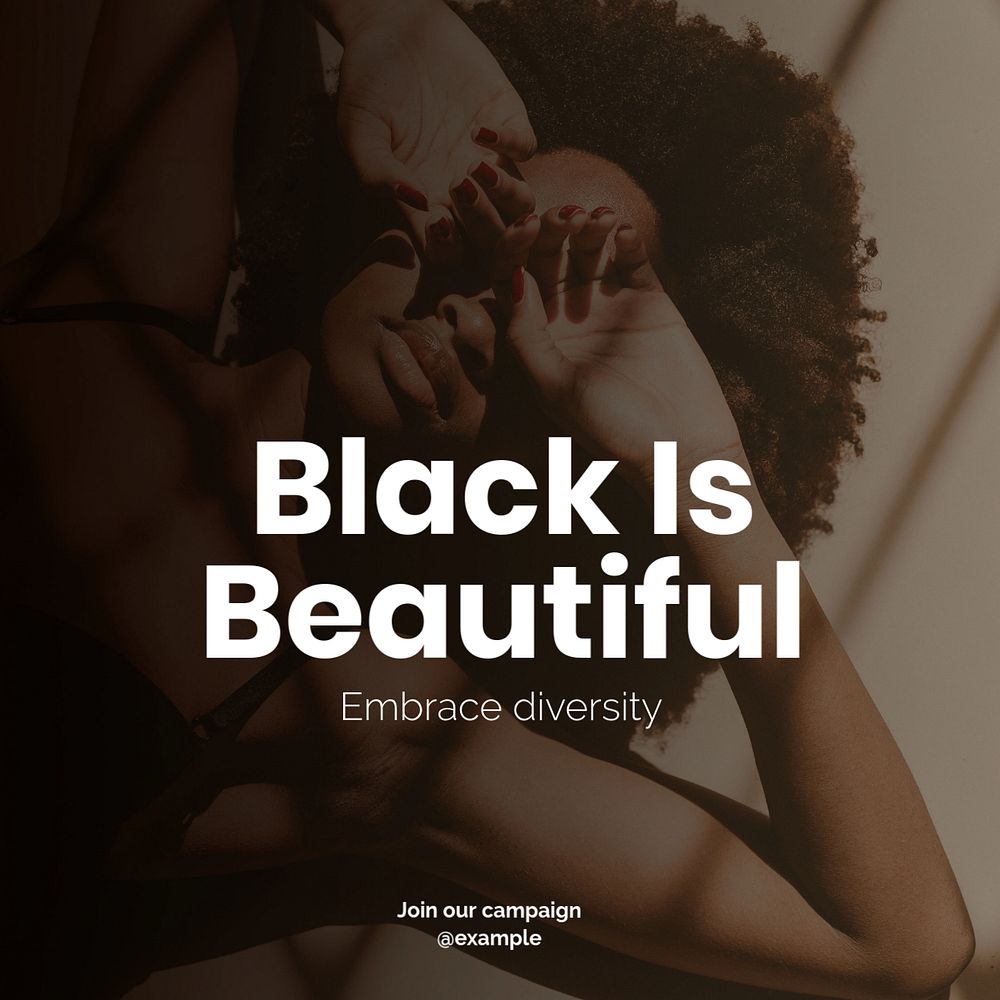 Black is beautiful Instagram post template, editable text