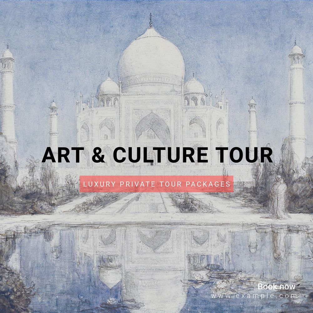 Art & culture tour Instagram post template, editable text