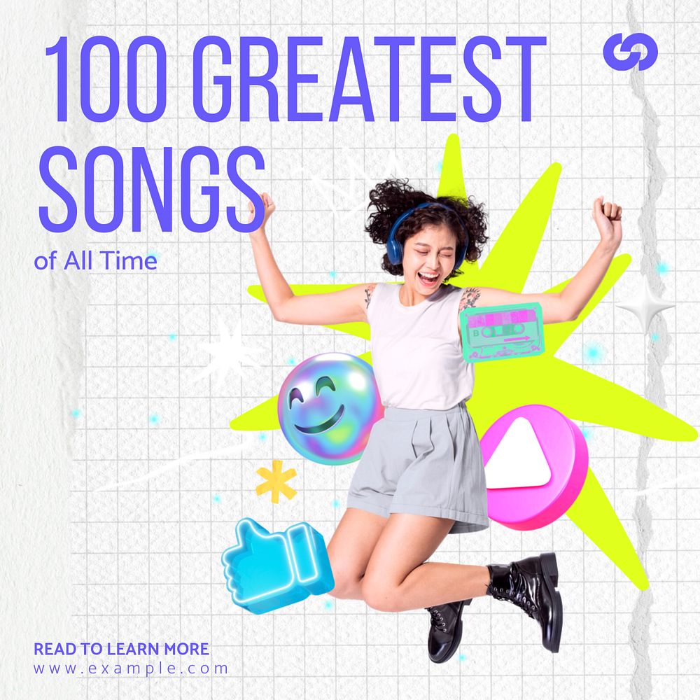 Greatest songs  Instagram post template, editable text