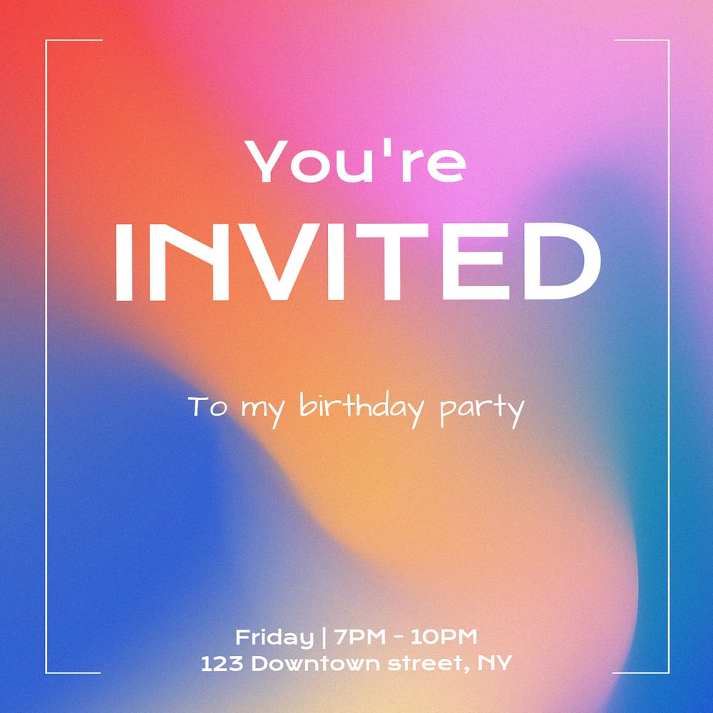 Birthday party Instagram post template, editable text