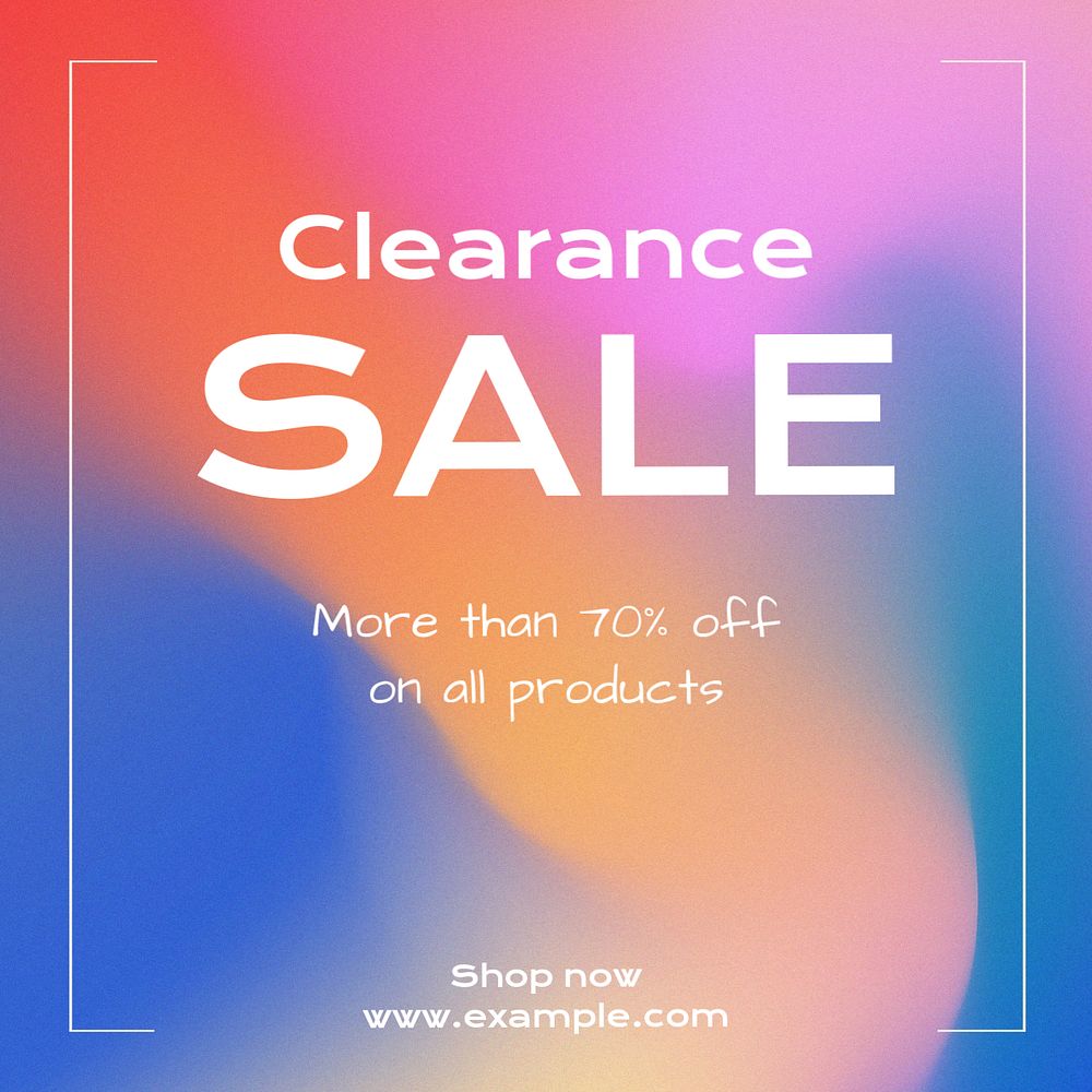 Clearance sale Instagram post template, editable text