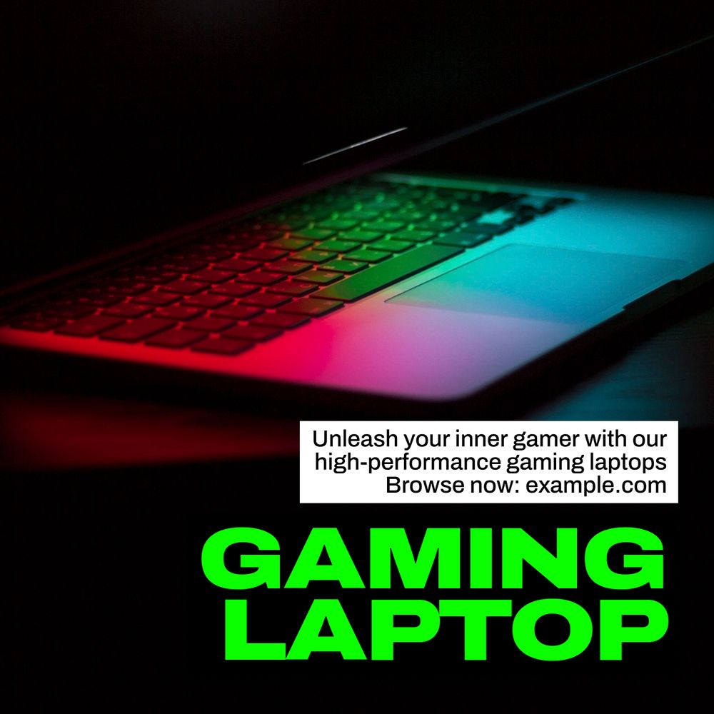 Gaming laptop Instagram post template, editable text