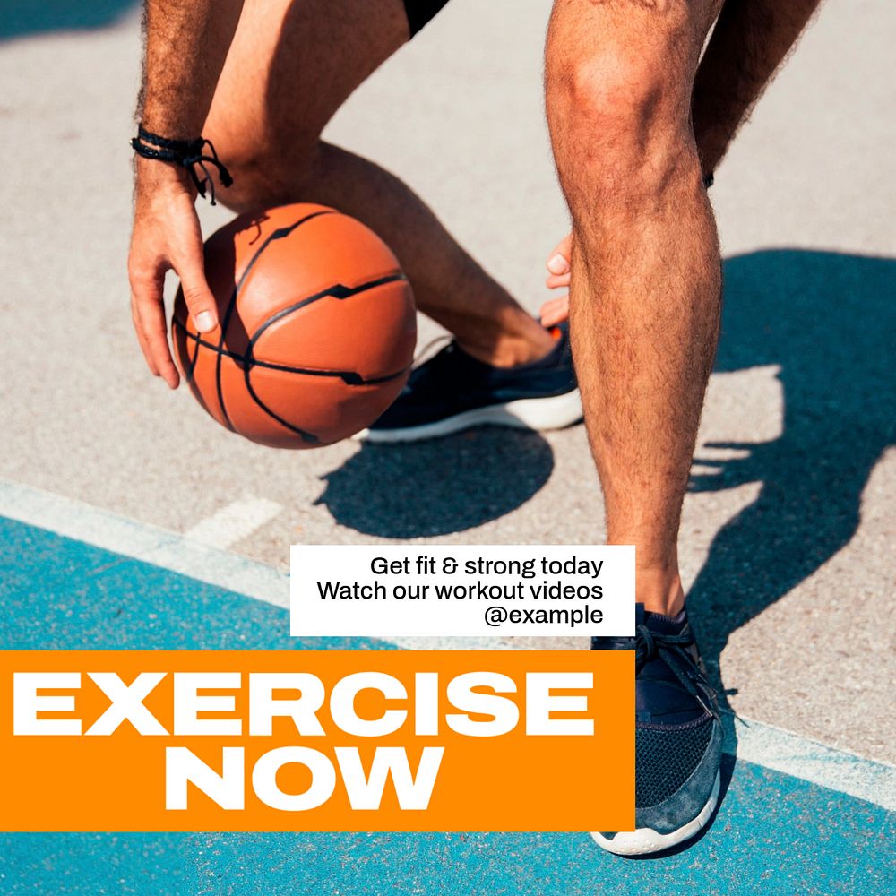 Exercise now Instagram post template, editable text