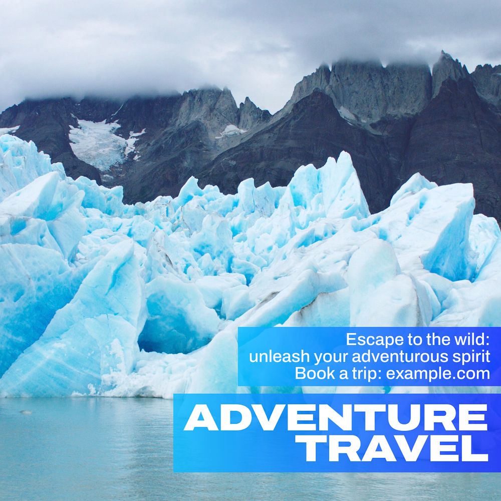 Adventure travel Instagram post template, editable text