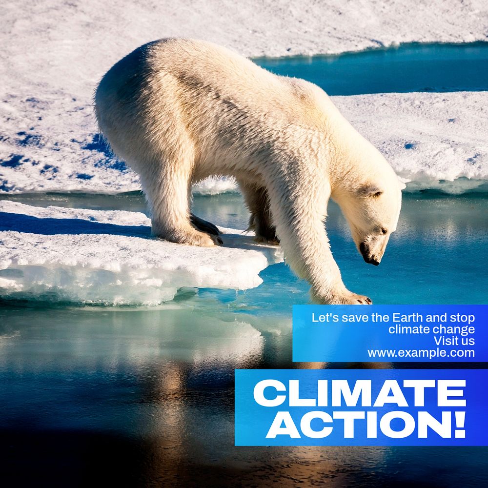 Climate action Instagram post template, editable text