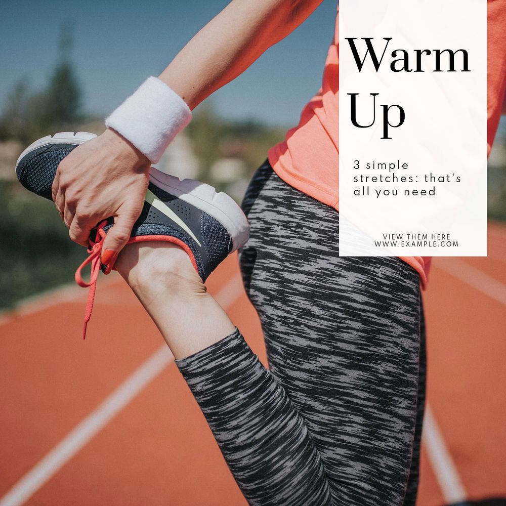 Warm up stretches Instagram post template, editable text