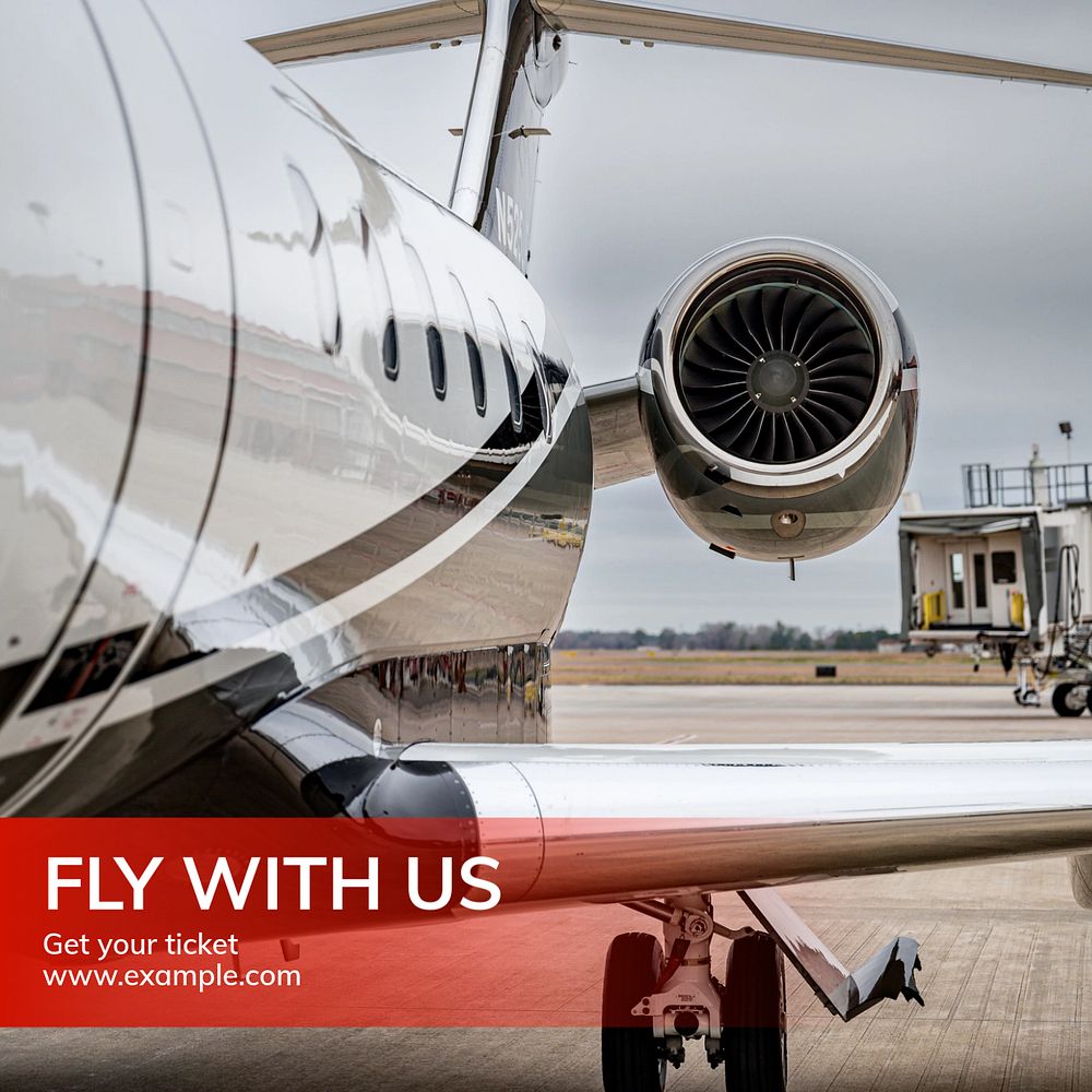 Fly with us Instagram post template, editable text