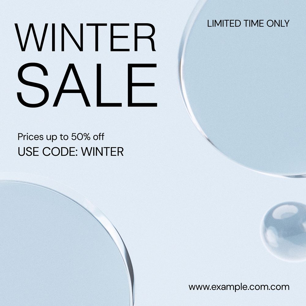 Winter sale Instagram post template, editable text