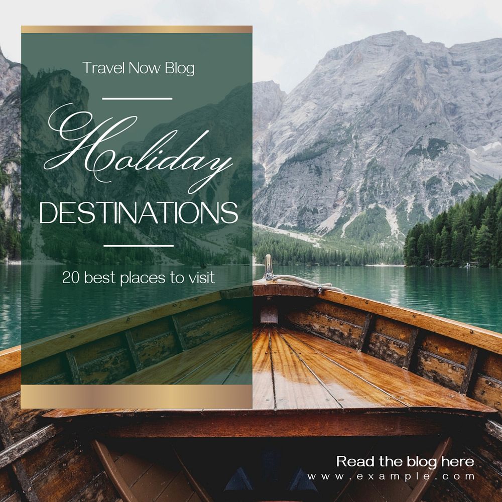 Holiday destinations Instagram post template, editable text