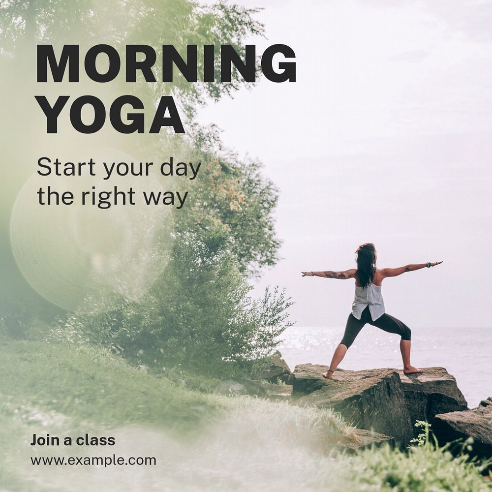 Morning yoga Instagram post template, editable text