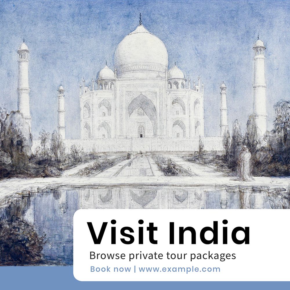 Visit India Instagram post template, editable text