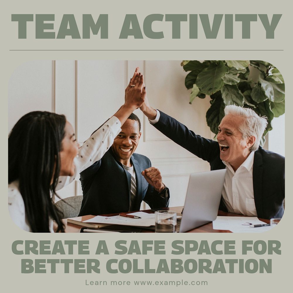 Team activity Instagram post template, editable text