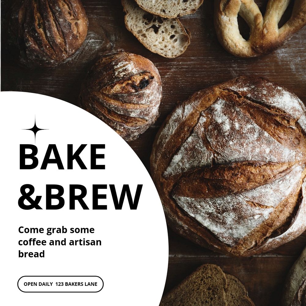 Bakery Instagram post template, editable text