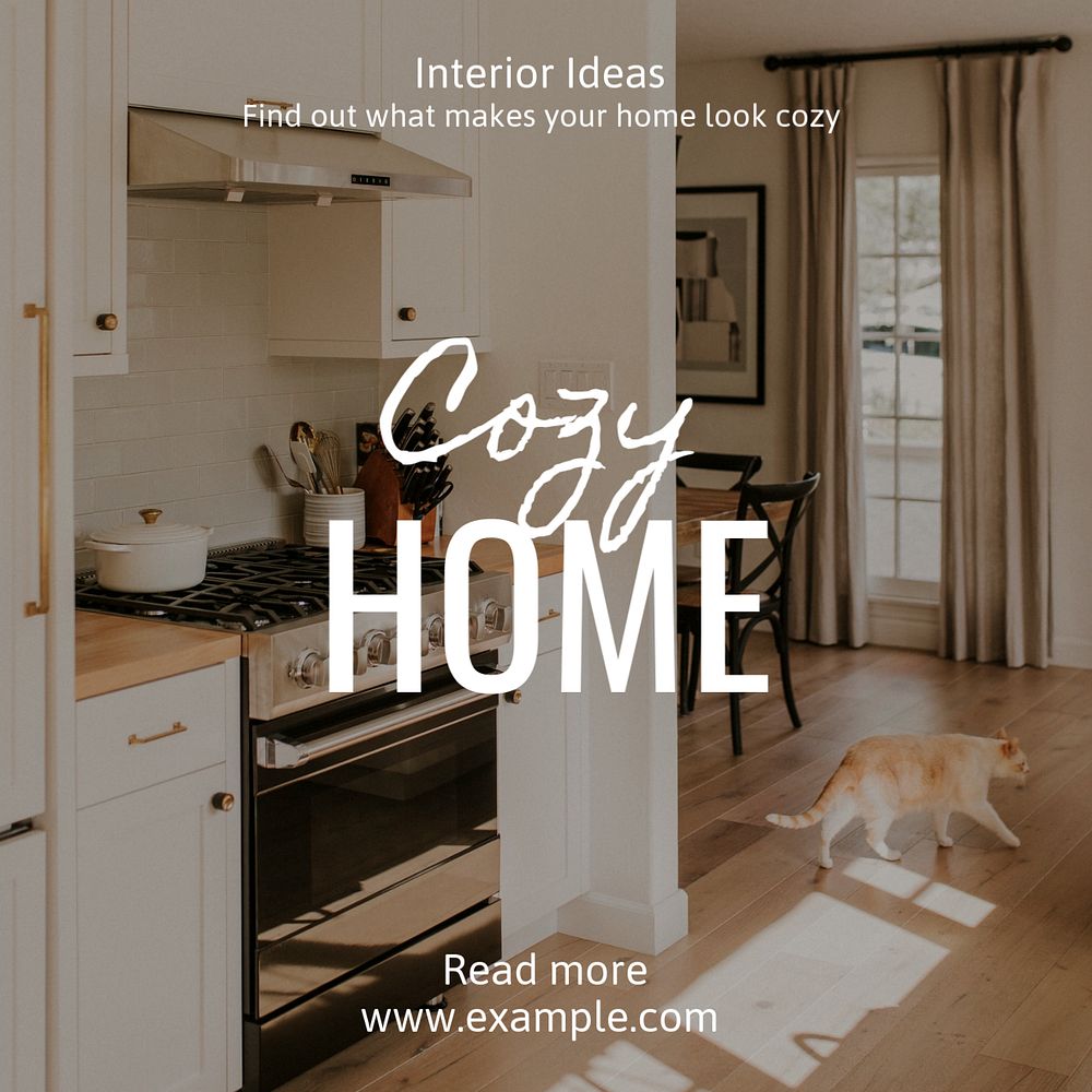 Interior ideas Instagram post template, editable text