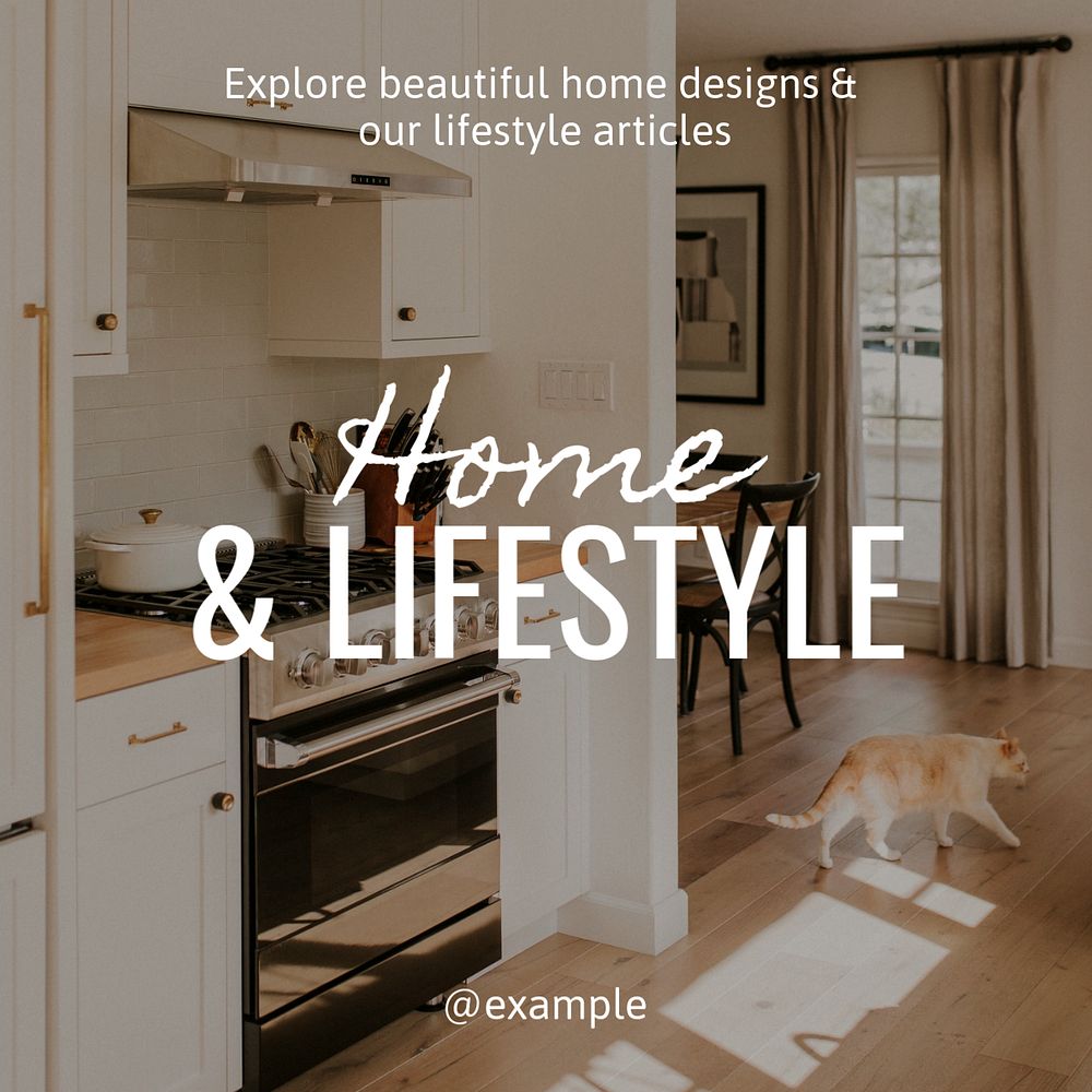 Home & lifestyle Instagram post template, editable text