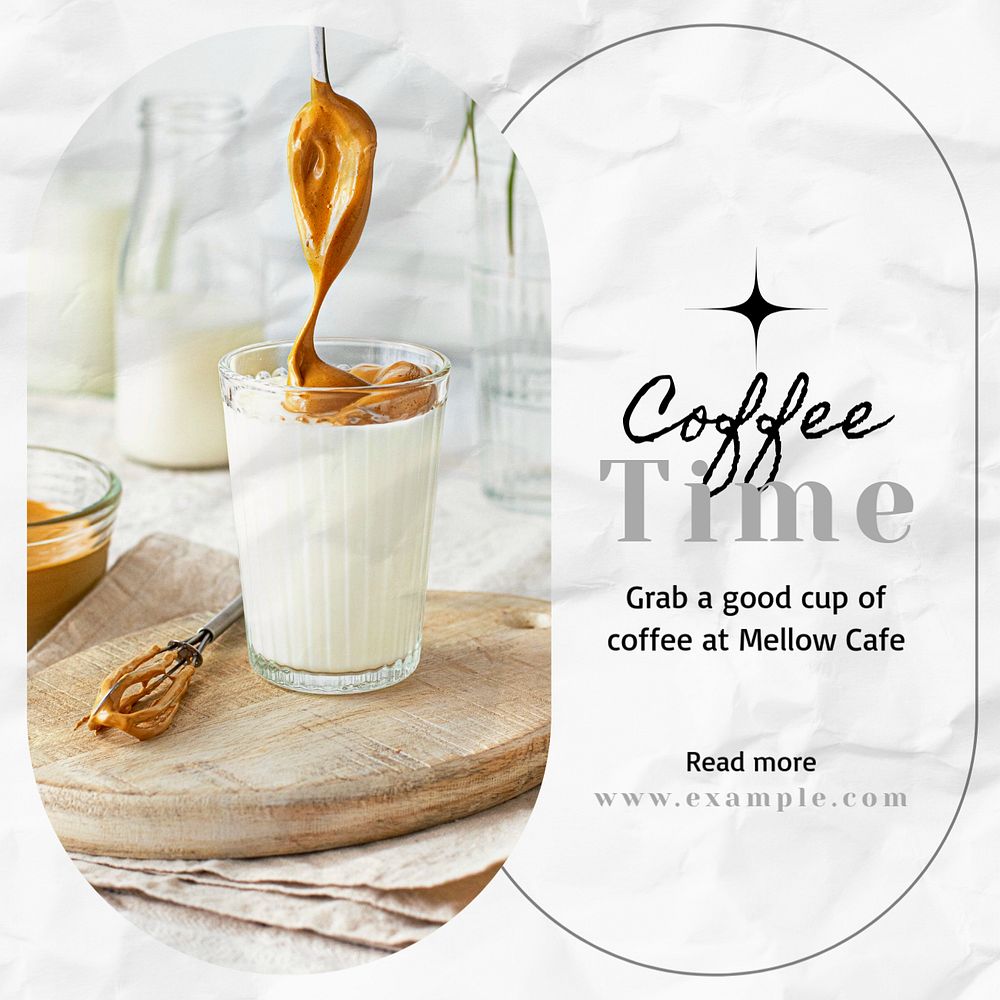 Coffee time Instagram post template, editable text